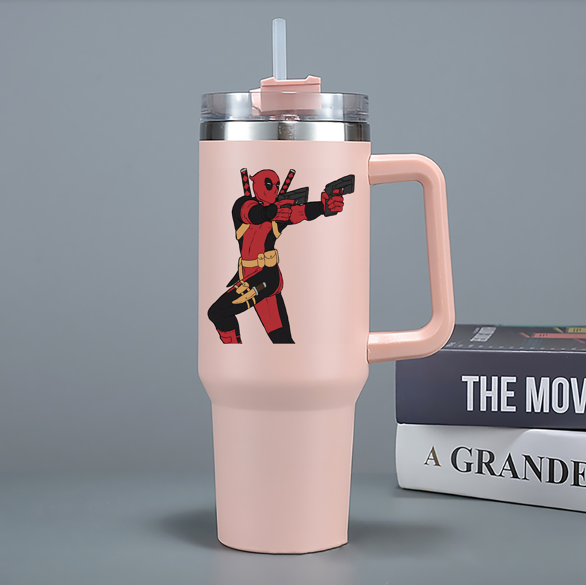 （画像用） Deadpool デッドプール 1200mL車用タンブラー - クリスタルステッカー（プラスチックストロー付き）